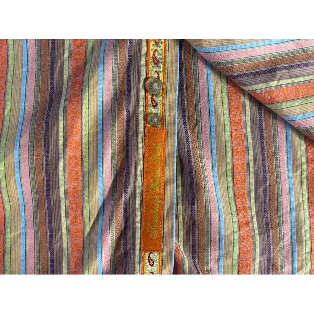 Robert Graham Mens XL Multi Color Striped Jacquard Long Sleeve Button Down Shirt